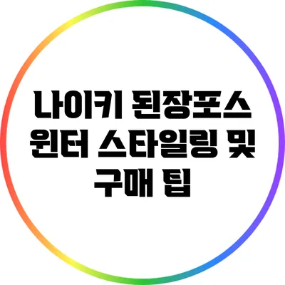 나이키 된장포스: 윈터 스타일링 및 구매 팁