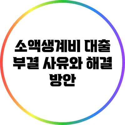 소액생계비 대출 부결 사유와 해결 방안