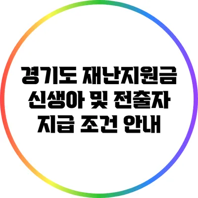 경기도 재난지원금: 신생아 및 전출자 지급 조건 안내