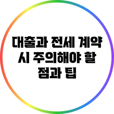 대출과 전세 계약 시 주의해야 할 점과 팁