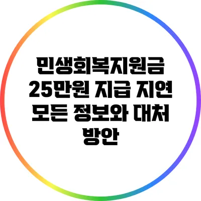 민생회복지원금 25만원 지급 지연: 모든 정보와 대처 방안