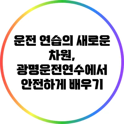 운전 연습의 새로운 차원, 광명운전연수에서 안전하게 배우기