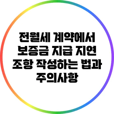 전월세 계약에서 보증금 지급 지연 조항 작성하는 법과 주의사항