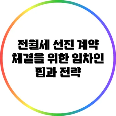 전월세 선진 계약 체결을 위한 임차인 팁과 전략