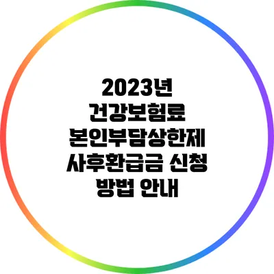 2023년 건강보험료 본인부담상한제 사후환급금 신청 방법 안내