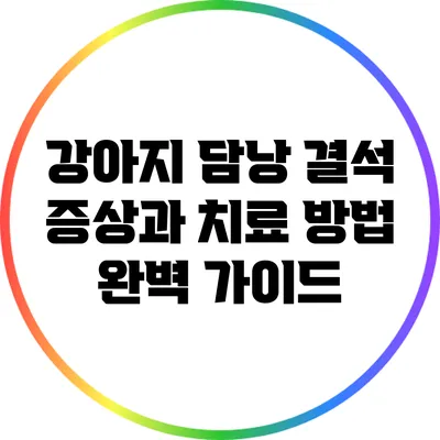 강아지 담낭 결석: 증상과 치료 방법 완벽 가이드