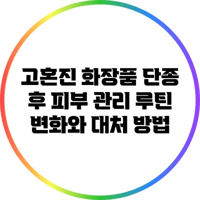 고혼진 화장품 단종 후 피부 관리 루틴 변화와 대처 방법