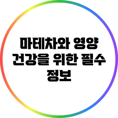 마테차와 영양: 건강을 위한 필수 정보