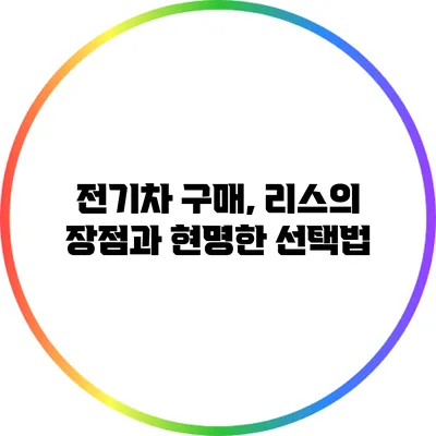 전기차 구매, 리스의 장점과 현명한 선택법