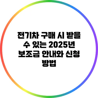 전기차 구매 시 받을 수 있는 2025년 보조금 안내와 신청 방법