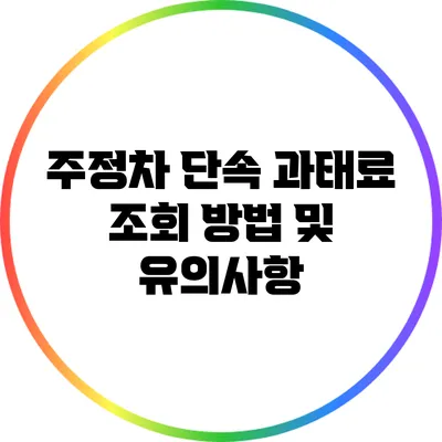 주정차 단속 과태료 조회 방법 및 유의사항