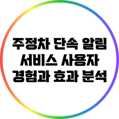 주정차 단속 알림 서비스: 사용자 경험과 효과 분석