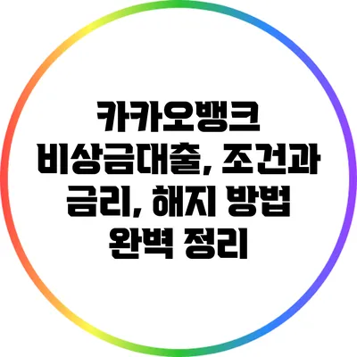 카카오뱅크 비상금대출, 조건과 금리, 해지 방법 완벽 정리