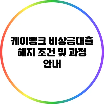 케이뱅크 비상금대출 해지 조건 및 과정 안내