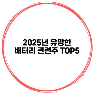 2025년 유망한 배터리 관련주 TOP5
