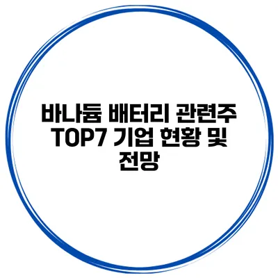 바나듐 배터리 관련주 TOP7 기업 현황 및 전망