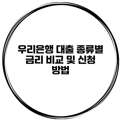 우리은행 대출 종류별 금리 비교 및 신청 방법
