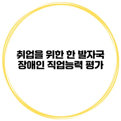 취업을 위한 한 발자국 장애인 직업능력 평가