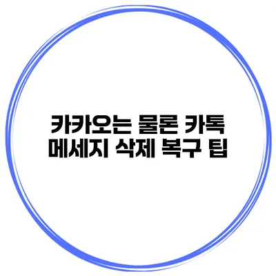 카카오는 물론 카톡 메세지 삭제 복구 팁