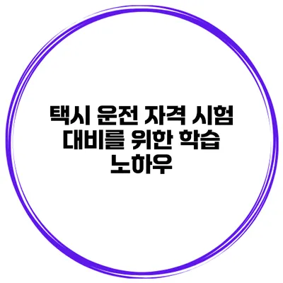 택시 운전 자격 시험 대비를 위한 학습 노하우