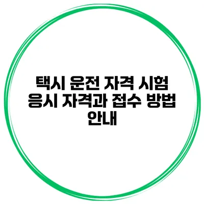 택시 운전 자격 시험 응시 자격과 접수 방법 안내