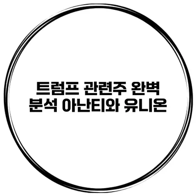 트럼프 관련주 완벽 분석 아난티와 유니온
