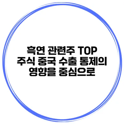 흑연 관련주 TOP 주식 중국 수출 통제의 영향을 중심으로