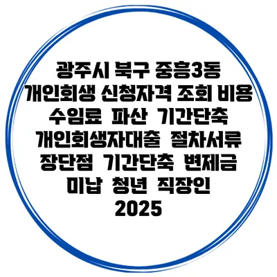 광주시 북구 중흥3동 개인회생 신청자격 조회 비용 수임료 | 파산 | 기간단축 | 개인회생자대출 | 절차서류 | 장단점 | 기간단축 | 변제금 미납 | 청년 | 직장인 2025