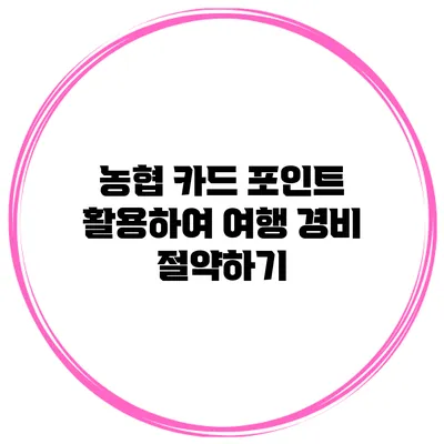 농협 카드 포인트 활용하여 여행 경비 절약하기