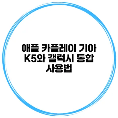 애플 카플레이 기아 K5와 갤럭시 통합 사용법
