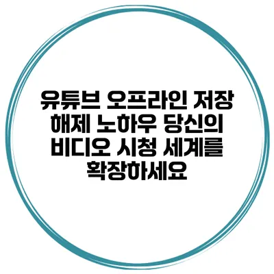 유튜브 오프라인 저장 해제 노하우: 당신의 비디오 시청 세계를 확장하세요