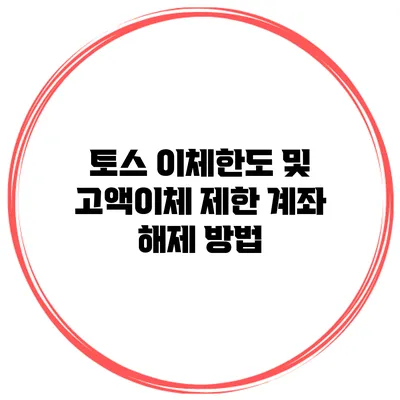 토스 이체한도 및 고액이체 제한 계좌 해제 방법