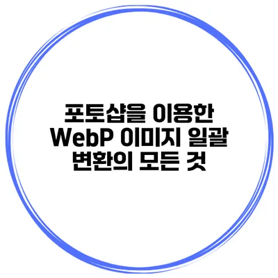 포토샵을 이용한 WebP 이미지 일괄 변환의 모든 것