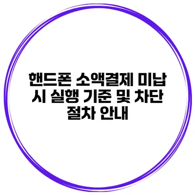 핸드폰 소액결제 미납 시 실행 기준 및 차단 절차 안내
