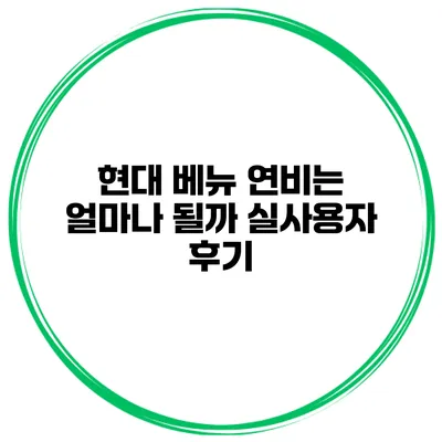 현대 베뉴 연비는 얼마나 될까? 실사용자 후기